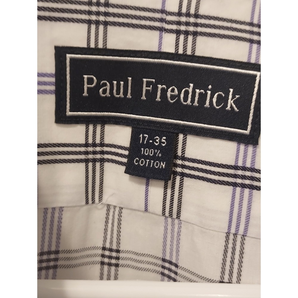 Paul Frederick Men's‎ Classic Fit Dress Shirt Size 17x35 Flip Cuff No-Iron
